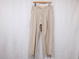 WHOWHAT”WIDE SLACKS BEIGE<BLACK PINSTRIPE>”