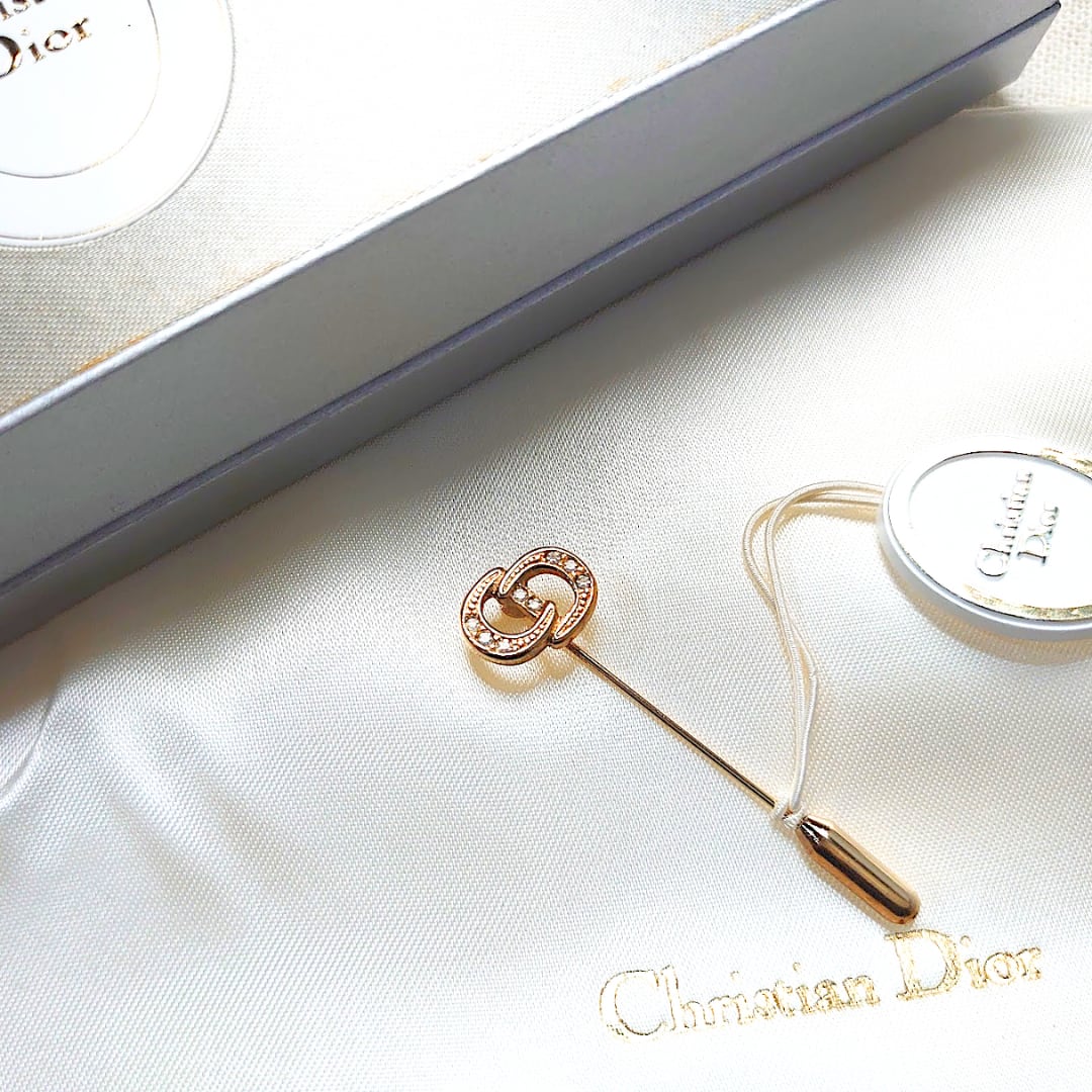 美品 クリスチャン ディオール チューリップ シルバー ストーン ブローチ アクセサリー 0162  Christian Dior レディース