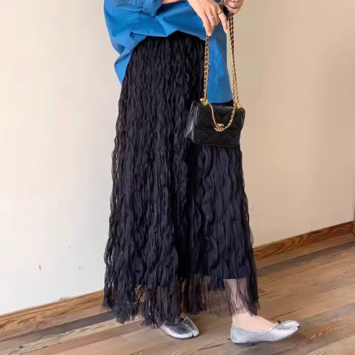 ウェーブシフォンロングスカート