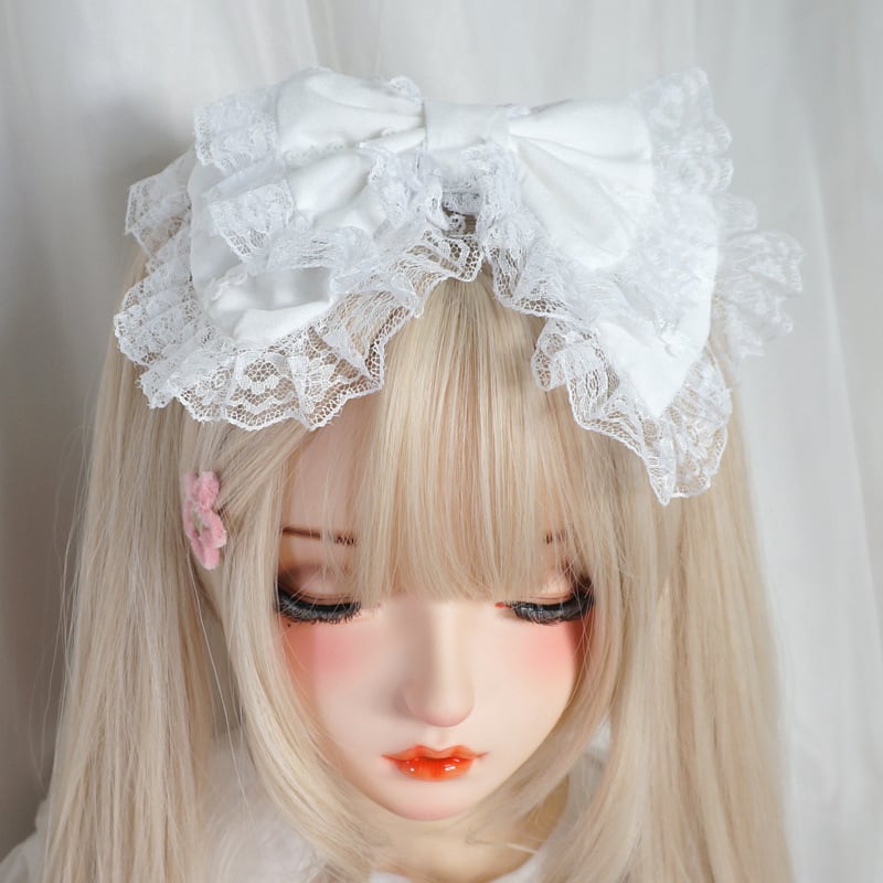 ロザリオチェーンサークルオーナメントレースペアリボンヘアアクセ（2