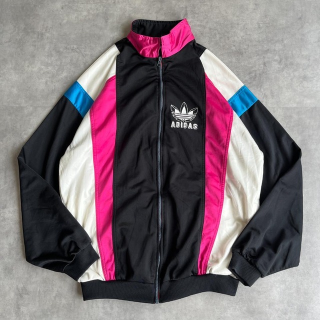 アディダス トラックジャケット 80s 古着 L 黒 ピンク 16801
