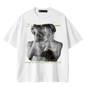 A GOOD BAD INFLUENCE - PEEP MESSAGE T-SHIRT (WHT×GREEN)