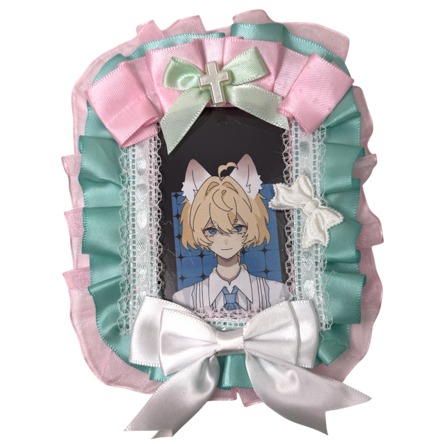 トリプルリボンスリーブ・ミントXピンク