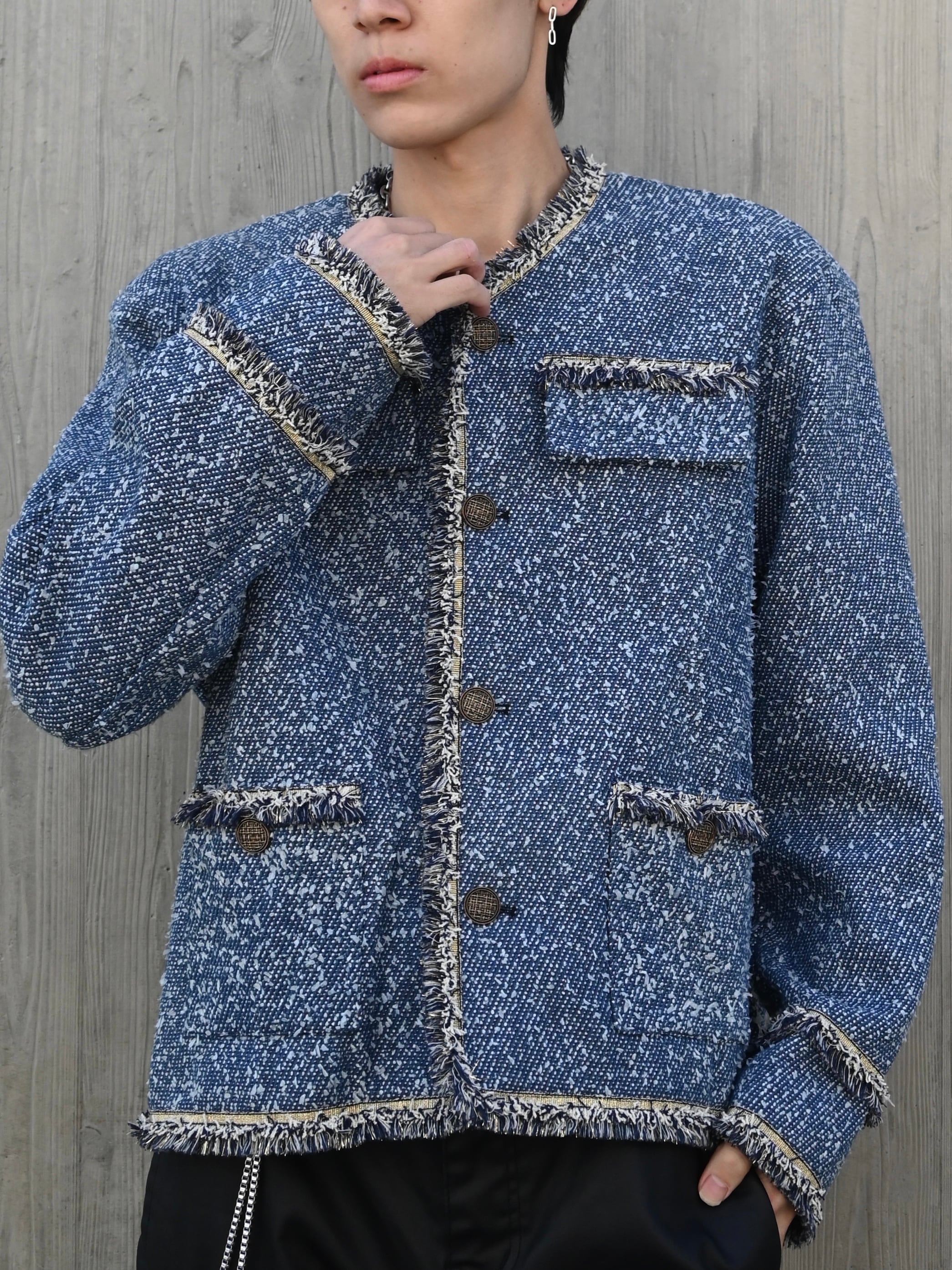 ALUDE SELECT】blue laxury tweed jacket | 【ALUDE】韓国メンズ 