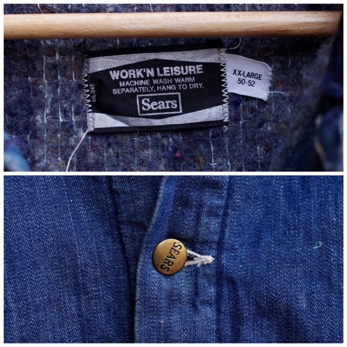1970s SEARS Work'n Leisure Blanket Lined Denim Chore Jacket 1970s SEARS Work'n Leisure Blanket Lined Denim Chore Jacket