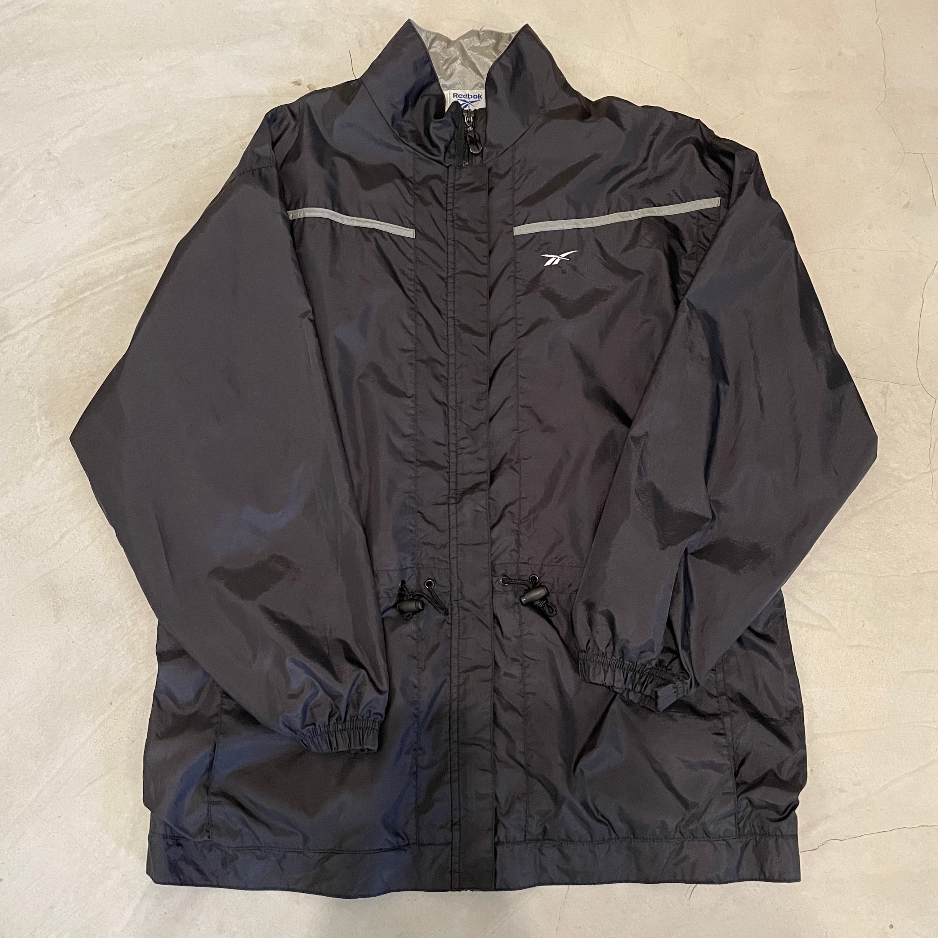90年代 Reebok リーボック 刺繍タグ ナイロンジャケット メンズL 古着 ウインドブレーカーブラック 黒色【ナイロンジャケット】