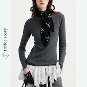 【2color】冬の息をすくうタートルニットの余白譜 《B0059》