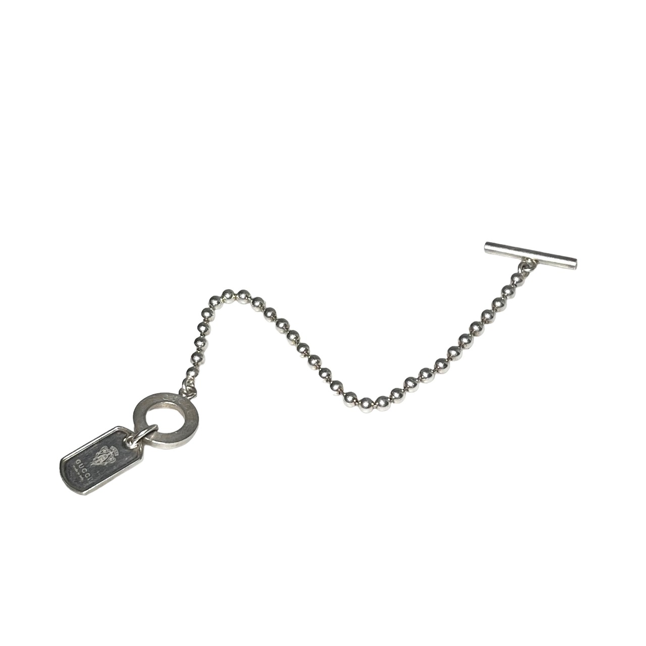 GUCCI silver ball chain toggle bracelet with " crest " charm