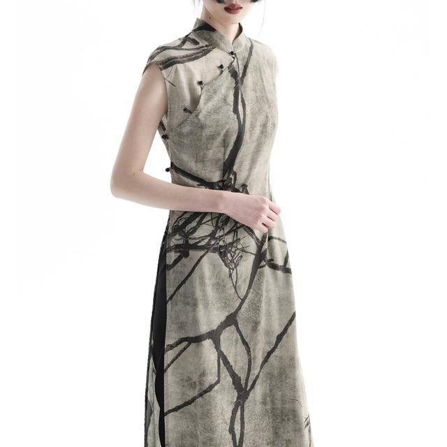 Abstract ink cheongsam one-piece C1612