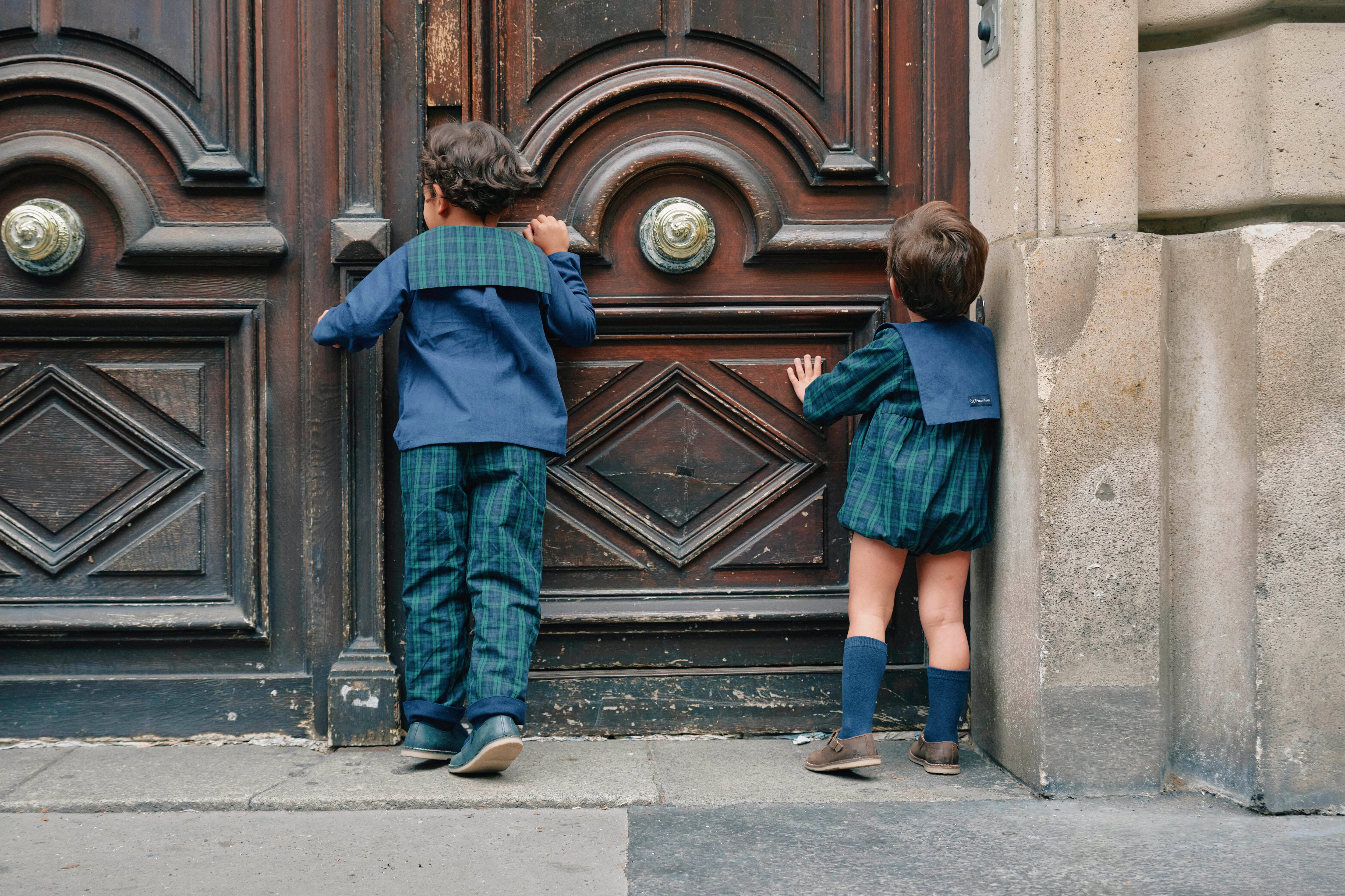 【予約/送料無料】18m-4y / Pants LEBON - blue reversible / Maison Marelle