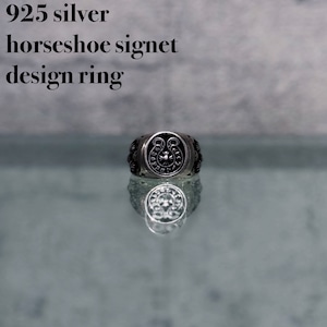 925 silver horseshoe signet design ring