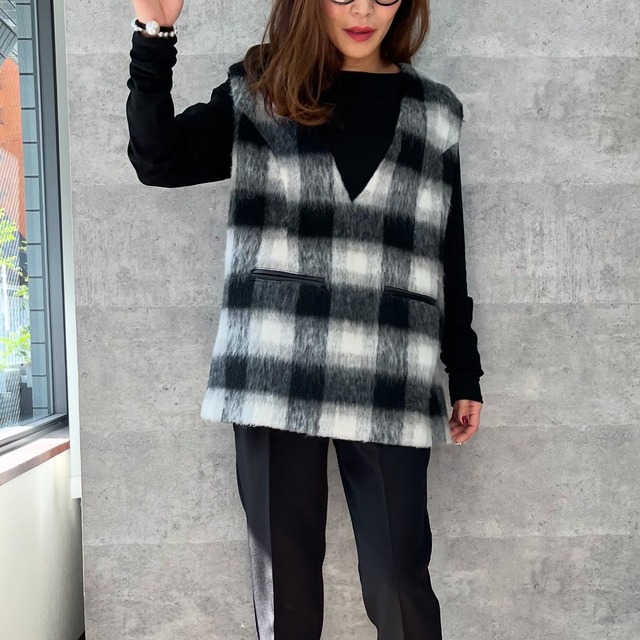 アンナケリー  Annakerry チェックシャギーベスト