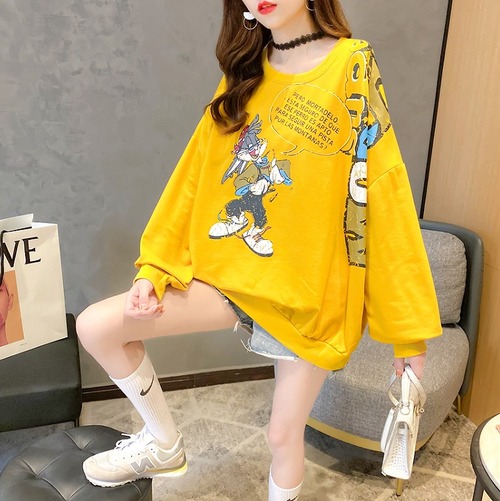 【秋冬新作】ファッショントップス♪イエロー/アカ2色展開◆sebotv-m0132a7