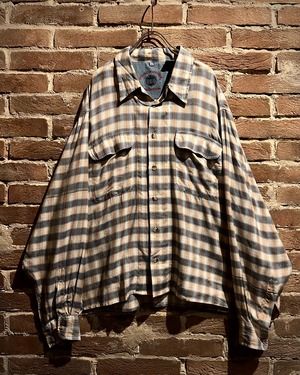 【Caka act3】Beautiful Check Vintage Loose L/S Open Collar Rayon Shirt
