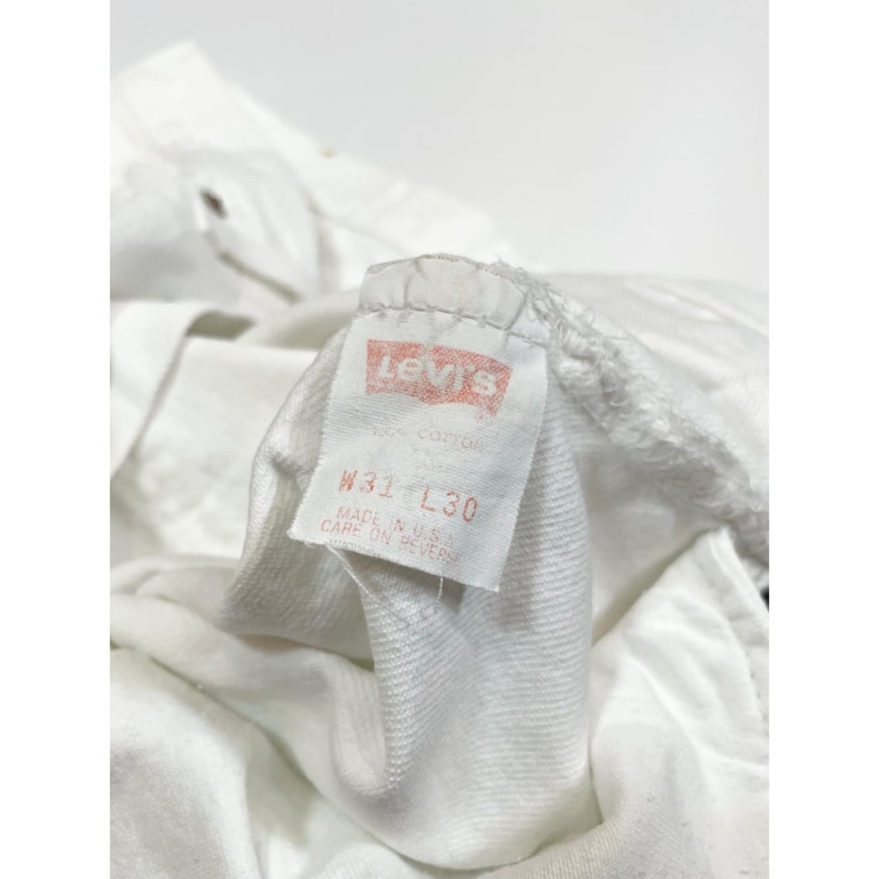 90s Levi’s 501 WHITE DENIM PANTS MADE IN USA  Size W31L30→W30L29_1