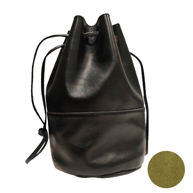 魚拓の巾着・大（黒×カーキ） | kimuchannel