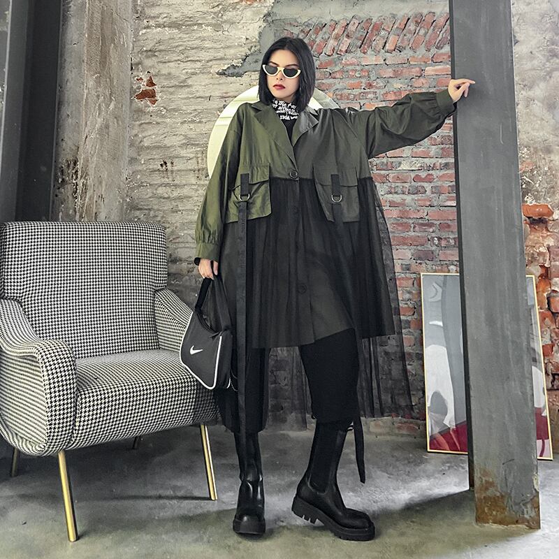 メッシュダークジャケット スプリングオータム 大きめサイズ 春物 秋物 ステッチ ラブタオタオダレンハウス70546128886