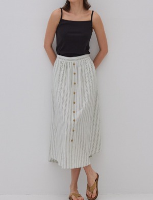 Striped A-Line Midi Skirt