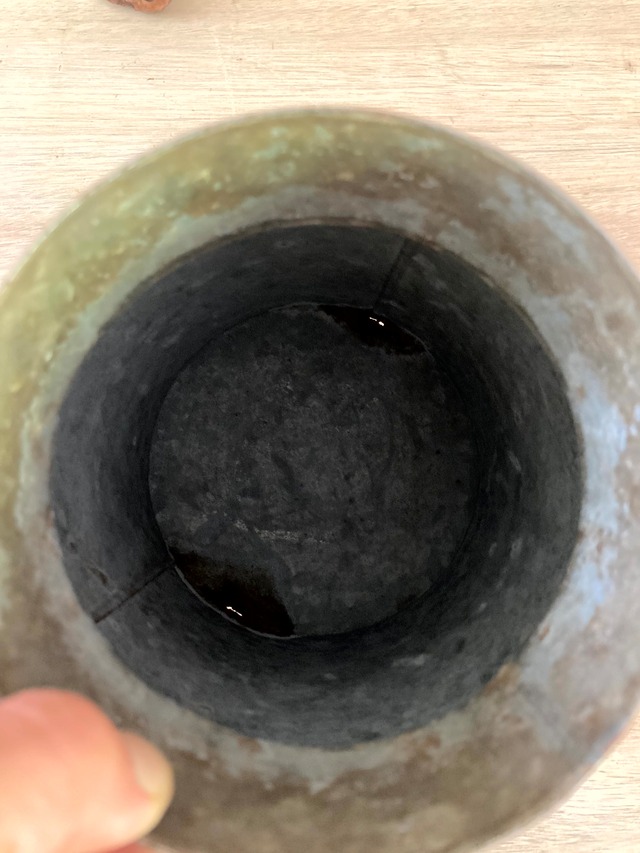 小ぶりのブリキミルク缶　(古道具)