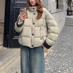 Korean style retro plaid patchwork short stand down jacket (NC196)