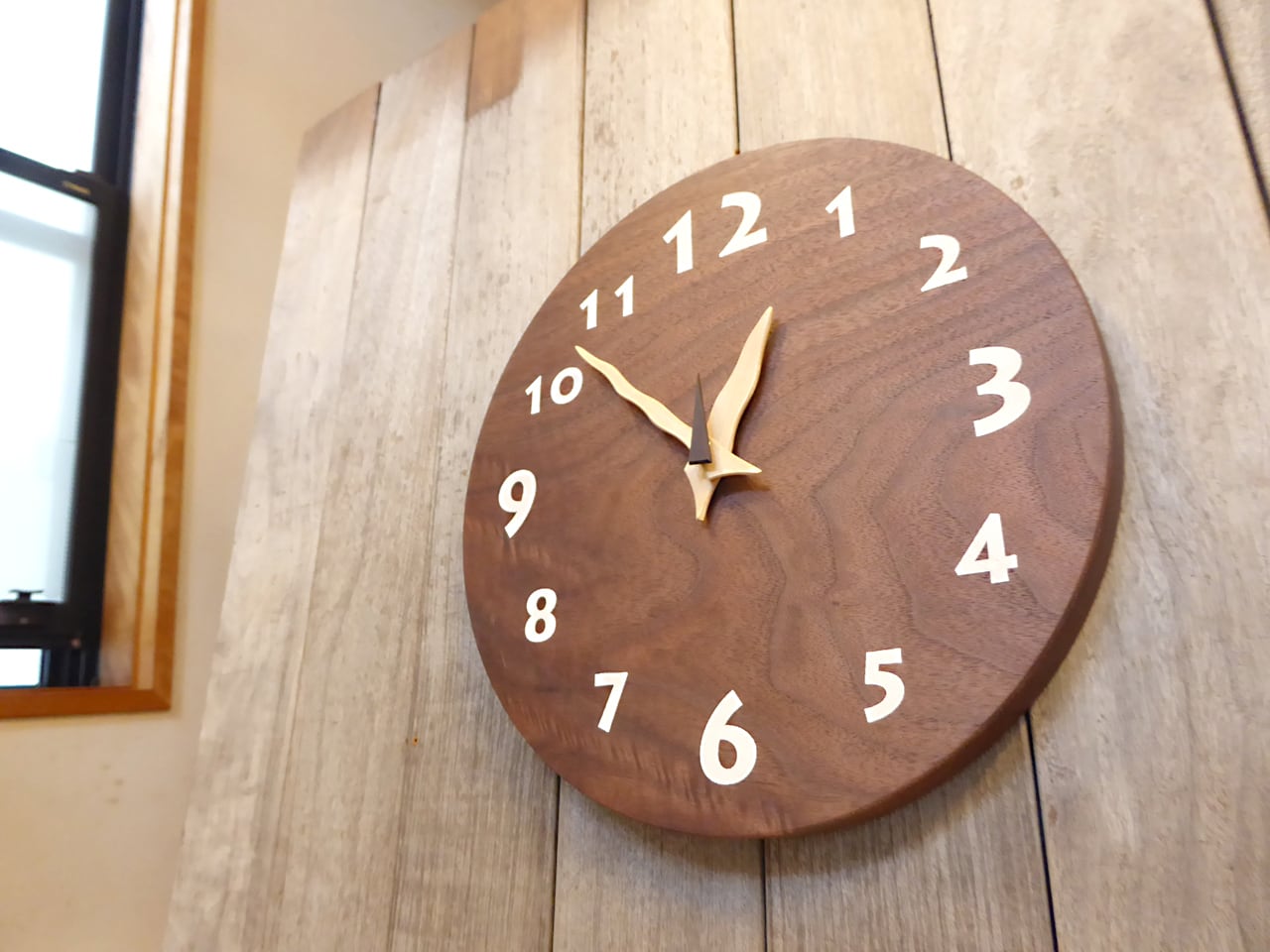 ブラックウォルナット 300ミリ 026s 文字盤白 | 木の店つぐみ／森のつぐみ