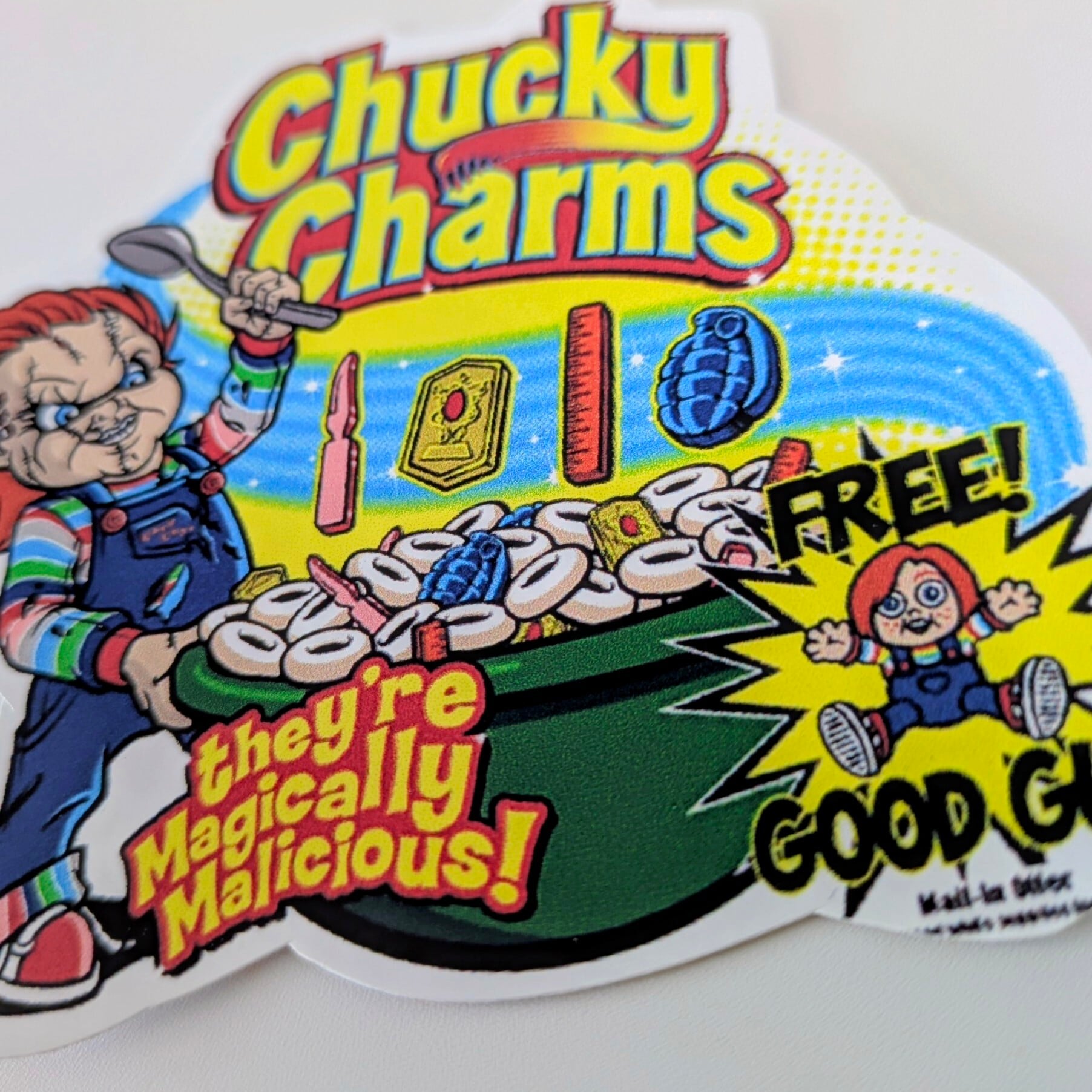送料無料!!【 DIE-CUT STICKER / ダイカットステッカー】『 Child's Play / チャイルド・プレイ 』Chucky Charms / チャッキー / ステッカー / シール 〚アメリカン雑貨 アメトイ〛