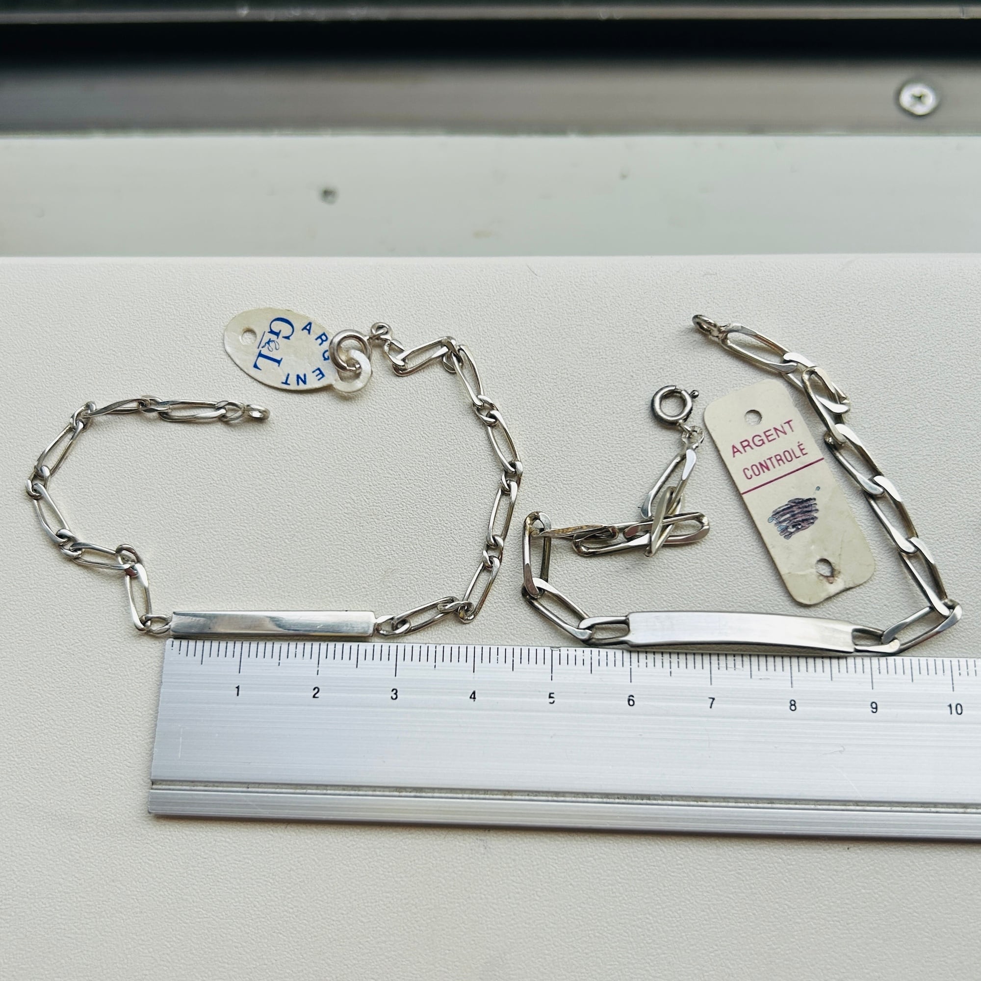 希少　1960s フランスヴィンテージIDブレスレット シルバー800 フランスシルバー800 OLD stock IDブレスレット（17.5cm / 3.2g