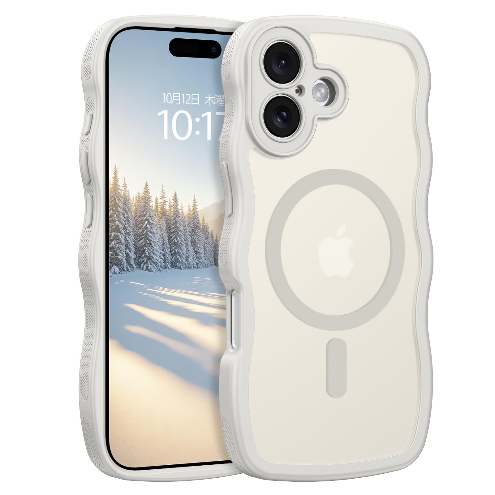 Telaso iphone17 用 ケース ウェーブ 半透明 MagSafe対応 マグネット搭載 TPU PC アイフォン17 6.3インチ ケース ワイヤレス充電対応 指紋防止 耐衝撃 黄変防止 レンズ保護 滑り止め マット感 波状 可愛い 薄型 ライトグレー