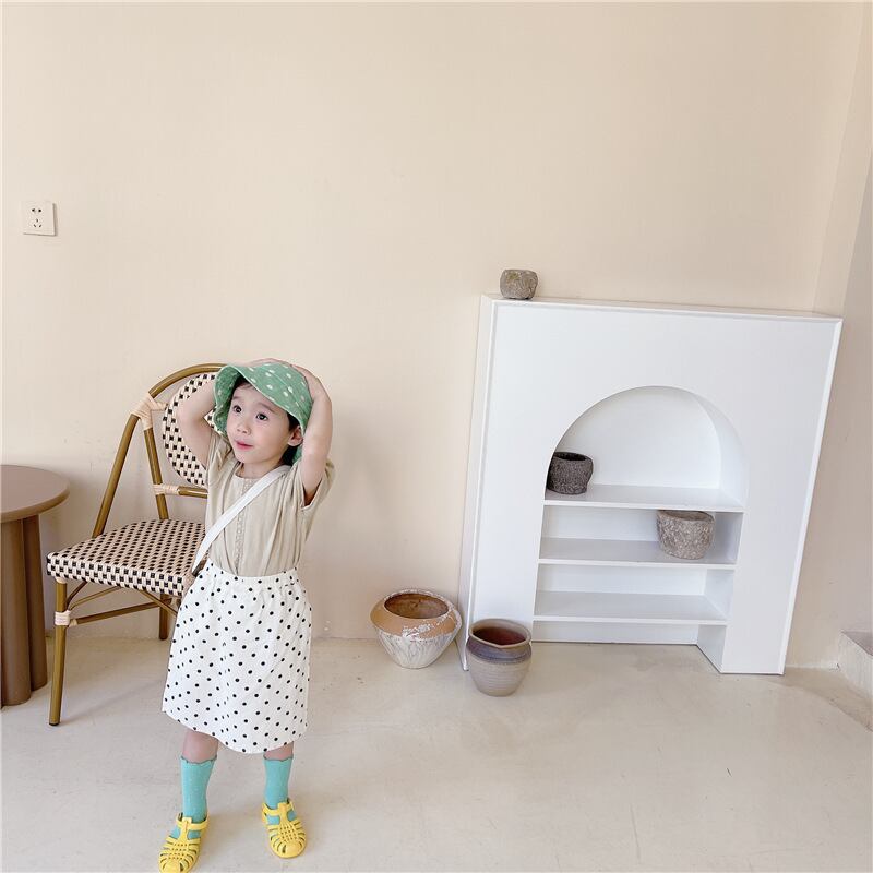 【即納】ライン刺繍のパフスリーブブラウス|海外子供服|韓国子供服