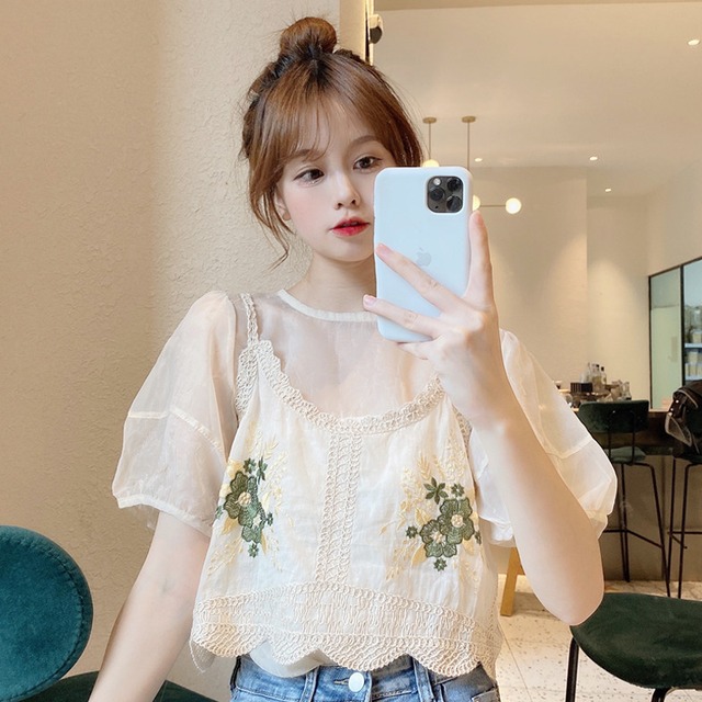 薄手スリーブシャツ サマースタイルトップス 夏物 スーパーモール82712858329