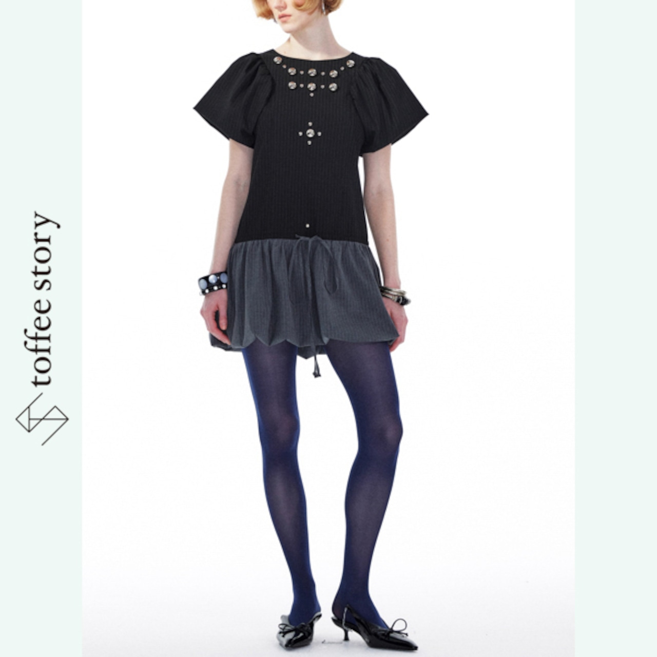 スタッズがきらめくモードドレス 《B0016》