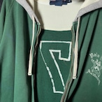 90s POLO SPORT ナンバリング　ジップパーカー　フード裏サーマル　緑　ポロスポ