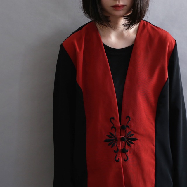bi-color switching design embroidery 3b easy jacket