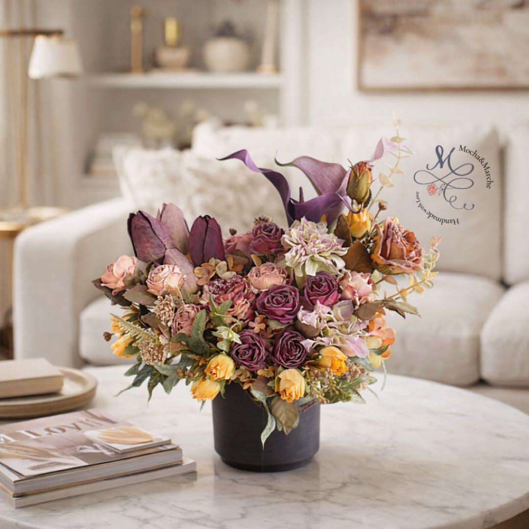 クラシカルボルドーキャンドルのクリスマスアレンジメント 〜心を灯す