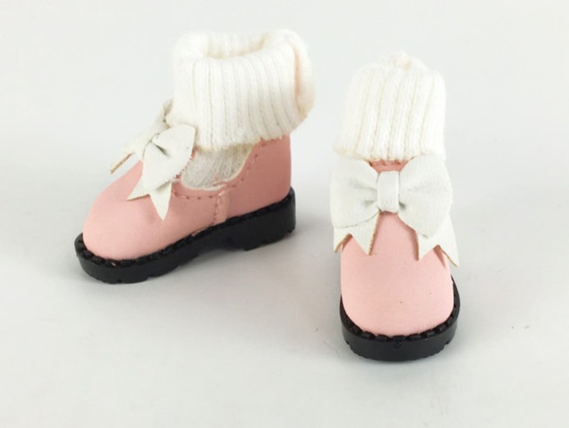 ドール靴 1/6 オビツ11 ハイトップちょう結びシューズ ピンク STK 19672 - メイン画像