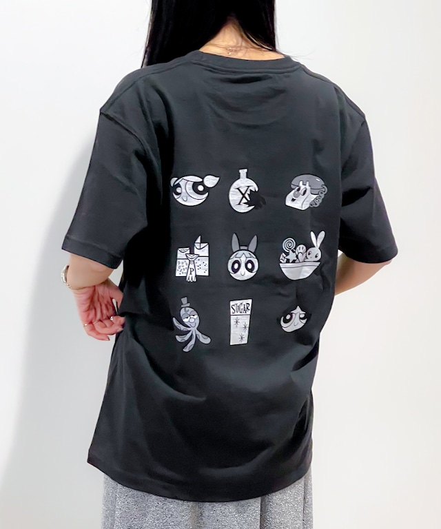 F252005-14_The Powerpuff Girls×Flapper Tシャツ_モチーフ(ブラック)