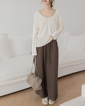 Uneck layered long sleeve Shirt set T20052