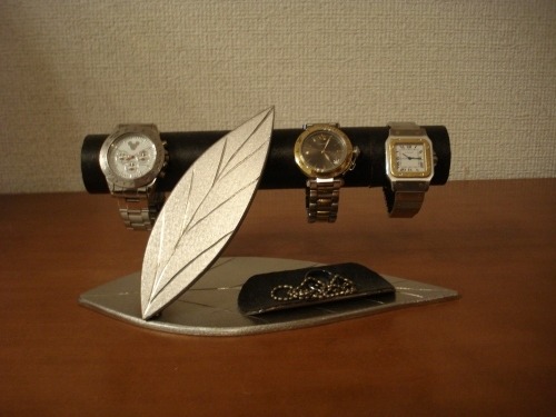 　腕時計スタンド 腕時計スタンド おしゃれ　腕時計スタンド 高級　腕時計スタンド かわいい　ウオッチスタンド　ダブルリーフトレイ付き時計インテリア収納スタンド　ブラック　No.130126