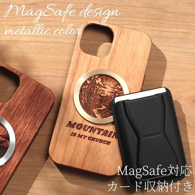 iphone ケース カード収納付き 木製 iphone17 iphone16 iphone15 iphone14 MagSafe マグセーフ対応 カード 背面収納 アイフォン 17 16 15 14 13 12 SE 天然木 ウッド magsafe対応 マグセーフ スタンド スリム 17pro 16pro 13mini se3 マグネット メンズ メタリック 送料無料