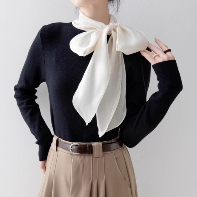 シフォンリボン ハイネックセーター 238698