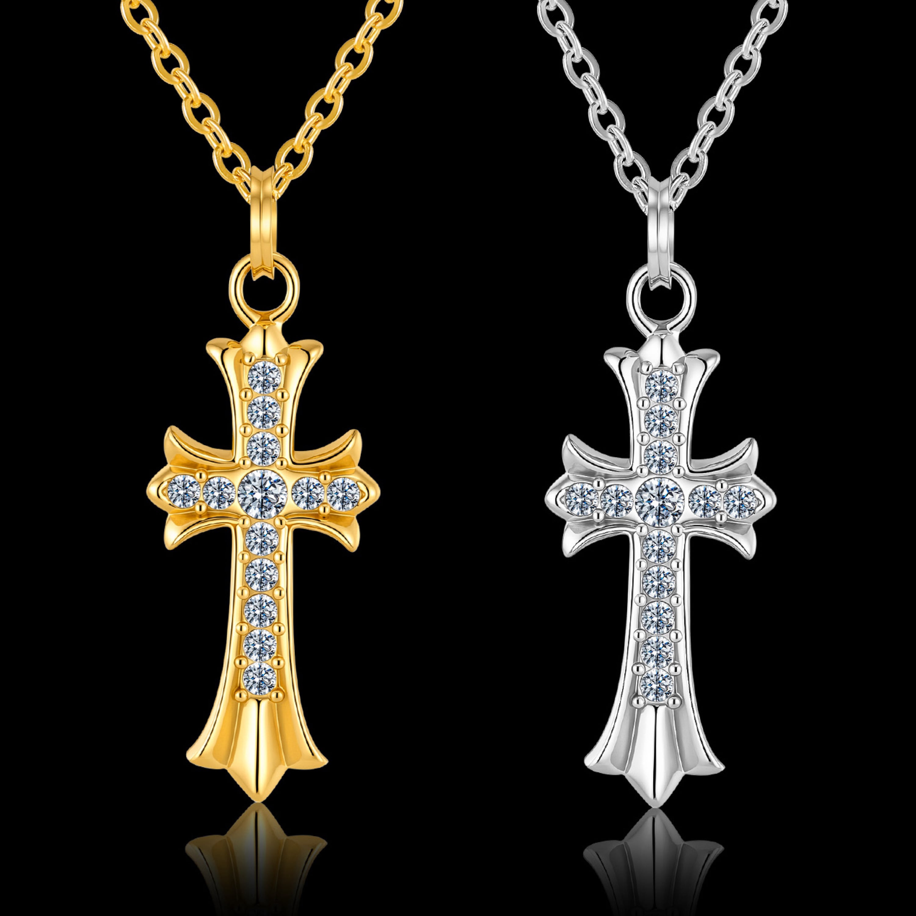 【スワロフスキー使用】Hawaiian big cross necklace