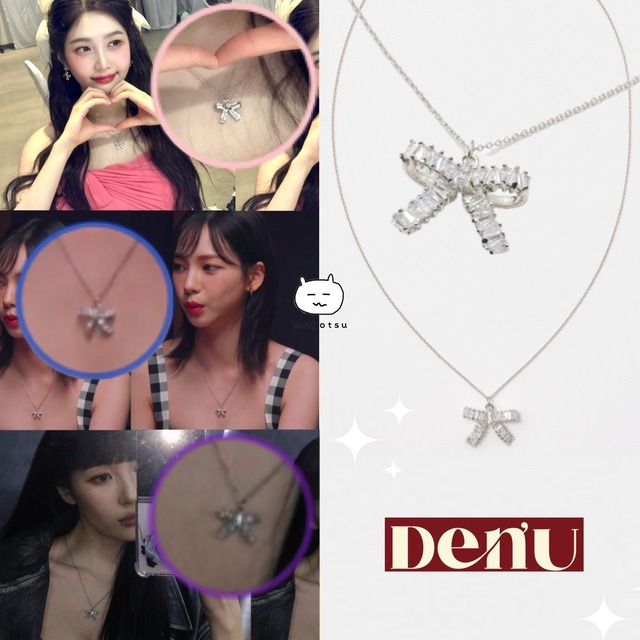 ★AESPA カリナ / Red Velvet ジョイ 着用！！【Denu】Glitter ribbon drop necklace