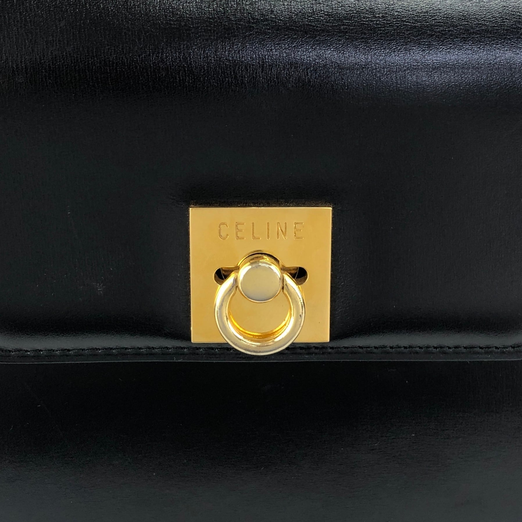 CELINE セリーヌ ショルダーバッグ ブラック ガンチーニ レザー