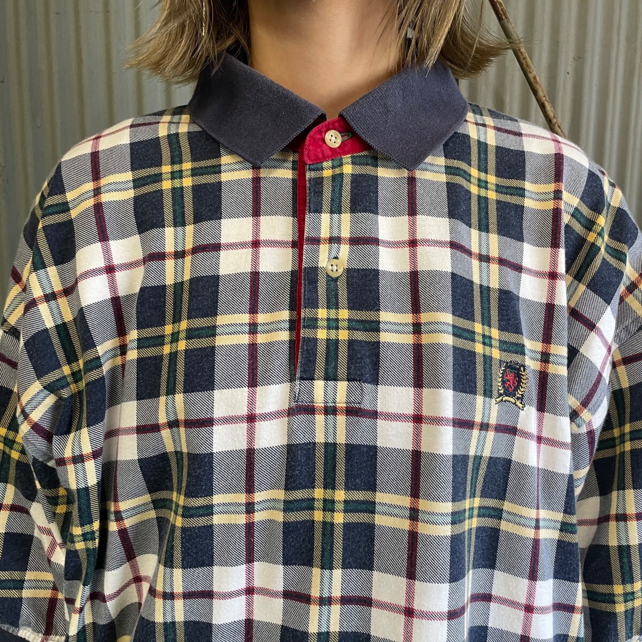 90年代 TOMMY HILFIGER トミーヒルフィガー チェック柄 ポロシャツ 