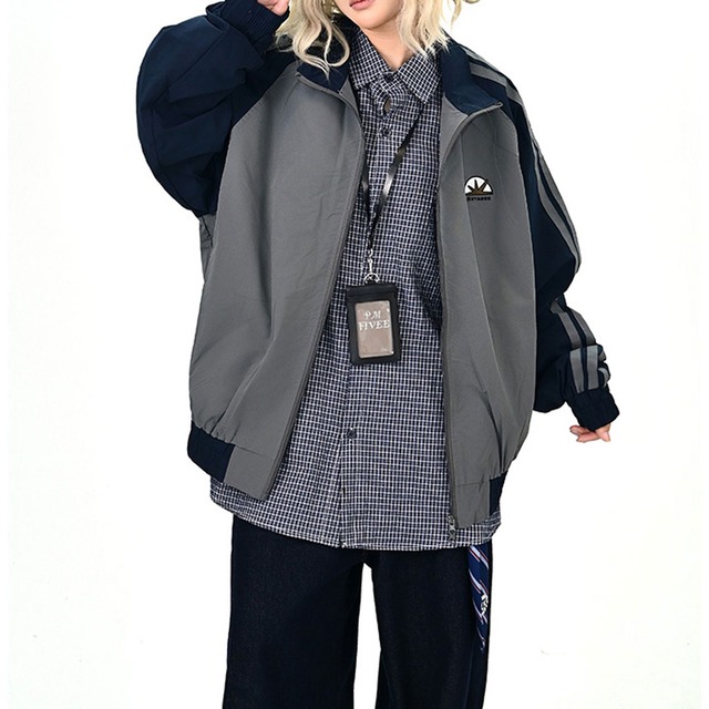 トリプルラインカラーブロックジャケット 2col R01017