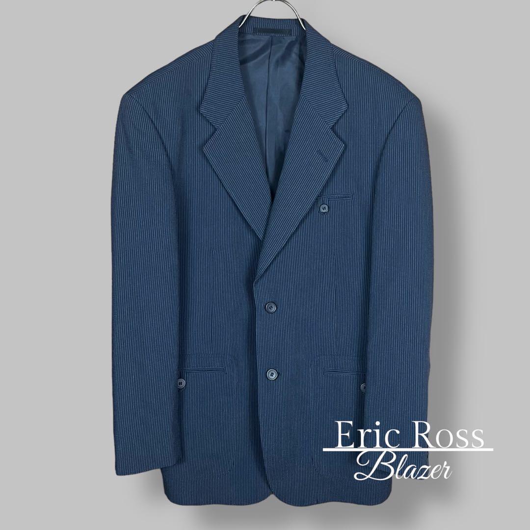 Eric Ross】テーラード ジャケット ネイビー シングルブレスト 麻混