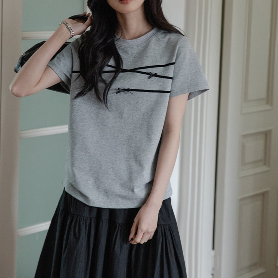 ribbon embroidery loose cotton tee