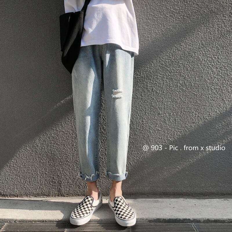 全2色 デニム パンツ ストレート カジュアル シンプル 無地