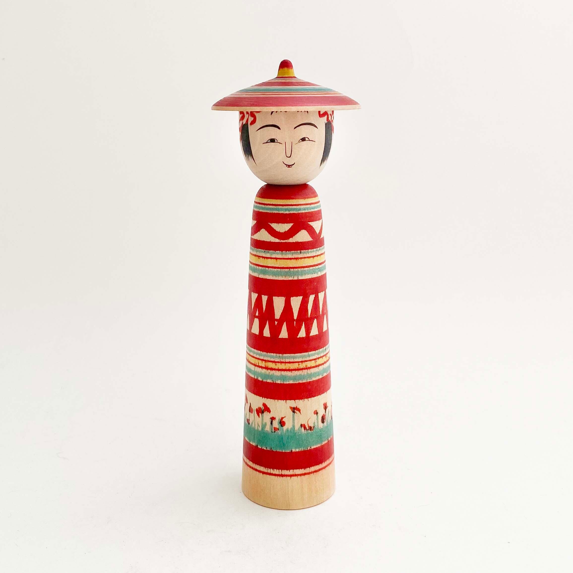 笠こけし（土湯系 / 野地忠男工人）16cm