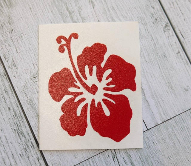 ★ハワイ直輸入ステッカー ★転写式 ハイビスカス ／ミニサイズ ステッカー＜レッド 19＞